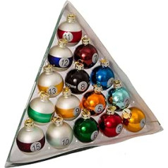 Kurts Adlers Poolbillardkugeln, Christbaumschmuck aus Glas, 15-teiliges komplekts (40 mm)