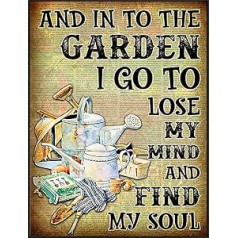 Aperiy Looking for My Soul in The Garden Poster Gardening Gifts from Farmers Signs from Home Metal Sign Indoor Outdoor Tin Sign Wall Decor 8x12 Inch