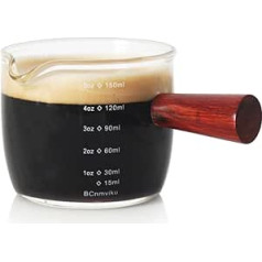 BCnmviku Espresso Shot Glass 150ml Trīskāršs krūze Barista Single Pourer ar koka rokturi - 1 gabals