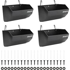 Altrapow Goat Feeder with Clips and Nylon Ties, Hanging Metal Fence Feeder for Sheep, Duck, Turkey and Dogs, Chicken Feeder and Water Dispenser for Livestock, Black, 4 Pack