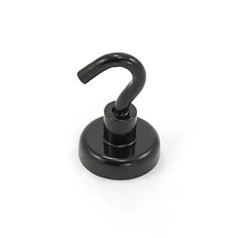 Schwarz Gestrichene Neodym - Hakenmagnet Mit M5 - Haken Für Kühlschrank, Whiteboard, Hinweis, Aktenschrank Oder Büro - 25mm Durchmesser x 36,5mm Hoch - 20kg Zug - Pack von 10