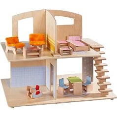 HABA 305638 Little Friends Dollhouse City Villa, Aksesuāri leļļu locīšanai no 3 gadiem, 59,2 x 47,8 x 11 cm