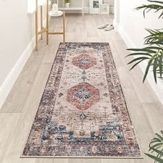 Falflor Hallway Runner 65x180cm Non Slip Distressed Runner for Hallway Washbale Kitchen Rug Runner Low Pile Rug Floor Runner