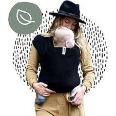 Cuddie Baby Sling Black | Premium Organic Sling jaundzimušajiem un bērniem | Viss vienā bērnu pārvadātājs | Dāvanu iesaiņojuma pārvadātājs | Līdz 15 kg | Regulējams visiem ķermeņa tipiem (melns)