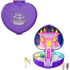 Polly Pocket HFJ64 Starlight pils kaste, burvju pils dizains, īpaša kaste, lelles Polly un princis, kariete, gulbja un vienradža figūras, rotaļlieta un kolekcionāra dāvana no 4 gadiem