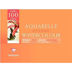 Clairefontaine Bloc Etival Watercolor Grain Fin 96788C 300 g 30 x 40 cm 100 Feuilles Collé 2 Côtés