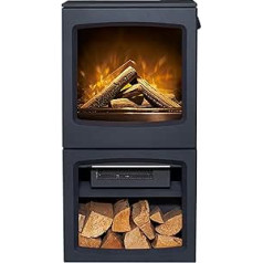 Adam Lunar XL Electric Fireplace with Fan Heater, LED Flame Effect, Electric Fireplace with 0.9/1.8 KW Heat Settings, Heater, Low Noise (Dark Grey)