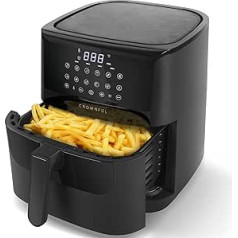 CROWNFUL Air Fryer 6,5 l, 7QT karstā gaisa cepeškrāsns, elektriskā plīts bez eļļas, 12 in-1, karstā gaisa cepšanas iekārtas ar LCD skārienekrānu un 12 iepriekš iestatītiem iestatījumiem, precīza temperatūras kontrole, nepiedegošs grozs