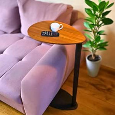 Arpsi sānu galda augstums regulējams – kafijas galdiņš kafijas galdiņš dīvāna galds naktsgaldiņš klēpjdatora galds dārza galds balkona galds rāmis Metāla / alumīnija galda virsma izgatavota no koka