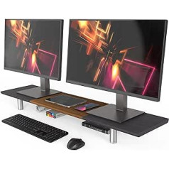 Fenge lielais monitora statīvs 100 cm Dual Monitor Stats Stāvvads ar regulējamu augstumu, daudzfunkcionāls datora statīvs personālajam datoram/klēpjdatoram/televizoram, 100 x 23,5 x (9,2-11,2) cm, brūns + melns