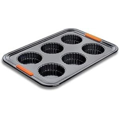 Le Creuset Antihaft Tarteform, Für 6 Stück, Sauerteigbeständig, Aus Karbonstahl gefertigt, Anthrazit/Orange, 94102939000000