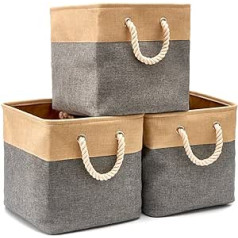 EZOWare Foldable Storage Box in Cube Storage Basket Cube Storage Baskets with Handles (33 x 33 x 33 cm) for Toys, Office, Cupboard, Home