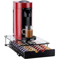 Rice rat Vertuo Capsule Holder Drawer for Nespresso with Glass for Cabinet Vertuoline Pod Storage Rack for Counter (Class 40)