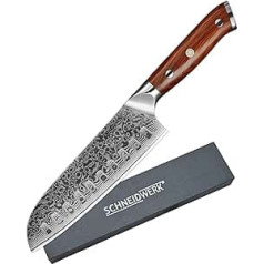 SCHNEIDWERK Santoku nazis Damaskas virtuves nazis 17,6 cm Asmens garums 67 slāņi nerūsējošā tērauda Damaskas šefpavāra nazis Damaskas tērauds Ļoti ass Damaskas tērauds Rustproof DI sērija.