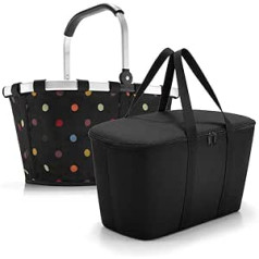 Set of reisenthel carrybag + reisenthel cooler bag, shopping basket with matching cool bag, BK7009 dots + UH7003 black, Dots + Black, Travel handbag