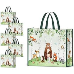 NymphFable Pack of 5 Foldable Shopping Bags, 17.7 x 15 x 5 Inches, Reusable Sweets, Goodie Bags, Washable Shopping Bags, Treat Bags, Shopping Bags