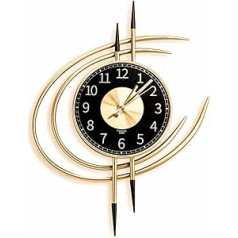 Lanmou Wall Clock Quiet Without Ticking Noises Large 54 cm Wall Clock Modern Gold and Black Metal Wall Clocks Battery Operated Wall Clocks for Living Room Bedroom Office Decoration