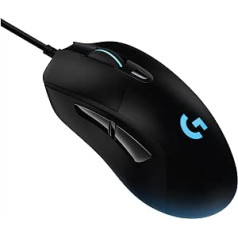 Logitech G403 gaming mouse with HERO HERO 16000 DPI sensor, LIGHTSYNC RGB, Light weight of 87g and 10g weight optional, Braided Cable, Black - EU Packaging