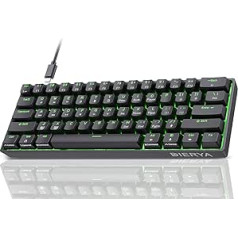 Dierya DK61se Gaming Keyboard, 60% Percent Mechanical Keyboard with Red Linear Switch, Ultra Compact Mini 61 Keys Anti-Ghosting, Type C Data Cable, US Layout for PC, Windows, Gamer Typist, Black