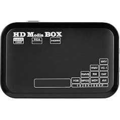 Topiky 1080P Media Player Box, Full HD Mini Box atbalsts video multivides atskaņotājam MKV, AVI, TS/TP, M2TS, RM/RMVB, MOV, VOB, FLV, WMV 110-240V (EU spraudnis)