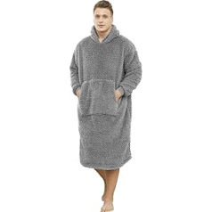 ‎Ililmmoe ililmmoe Sherpa Wearable Blanket, Oversized Hoodie Sweatshirt, TV Blanket with Long Sleeves and Pocket, Grey