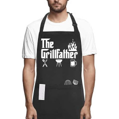 POTALKFREE Funny BBQ Aprons for Men with Pockets, The Grillfather Waterproof Kitchen Cooking BBQ Apron for Dad Husband BBQ Gifts for Birthday Christmas Thanksgiving, The grill father