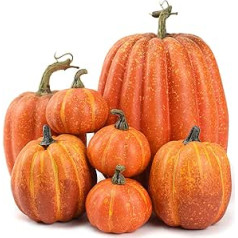 Otmvicor 7pcs Artificial Pumpkins Pumpkin Autumn Harvest Pumpkin for Thanksgiving Halloween Christmas Decoration (Yellow)