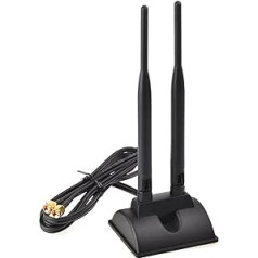 Bolwins L44DS WiFi antena 2.4G 5.8G pagarinājuma kabelis WLAN antena 2X 6dBi RP-SMA adapteris MIMO daudzvirzienu signāla pastiprinātāja magnētiskā bāze, kartes maršrutētājs ārējā antena bezvadu WLAN 3 m