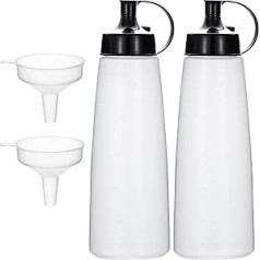 Uceoo Quetschflasche für Gewürze, breite Öffnung, 2 Stück, 300 ml, caurspīdīgs Quetschflaschen für Gewürze ar Deckel und Trichter für klobige Saucen, Harz, Handwerk, Lebensmittelqualität (500 ml)