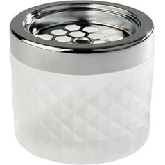 APS 585 Wind Ashtray, Ashtray, Chrome-Plated Metal, Frosted Glass, with Bayonet Clasp, Diameter 9.5 cm, Height 8 cm, White