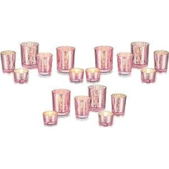 Glasseam Tea Light Holder Glass Candle Holder Tea Light Glasses Pink: 18 Pieces/6 Sets Candle Jars Wedding Tea Light Glass Vintage Tea Light Glasses Floating Candle Holder for Tea Lights Candles