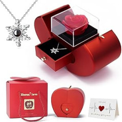 CaiTang Ewige Rose mit Geschenkbox für Schmuck, Frauen Geschenk mit I Love You Halskette und Glückwunschkarten, Romantisch Freundin, Geschenke für Oma, Mutter