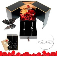 LKFDTW Rose mlt kette box Rosegold Damen Jahrestag Geschenk für Sie,Ewige Rosenbox geschenk für Freundin,Mama,infinity rose für Valentinstag Geburtstagsgeschenk für Frauen(Couple Armband)