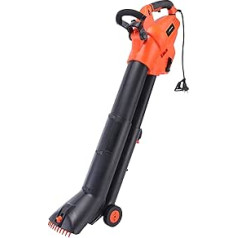 Yard Force 3-in-1 EB U30 3000 Watt Electric Leaf Blower with Shredder, Max. 300 km/h Air Speed, 45 L Collection Bag, with Stabilisers and Shoulder Strap