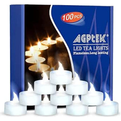 AGPTEK DE1XS 100 LED slāņu iepakojums CR2032 mirgojoša sveces tējas gaisma balta liesmas dekorēšana Ziemassvētku kāzu Helovīna plastmasa 0,5 W vēsi balta