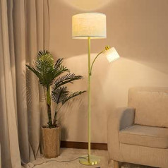 Depuley stāvlampa mātei un bērnam, 3000 K silta balta, zeltainas dzelzs lasīšanas lampas, acu kopšana, stāvlampa viesistabai, guļamistabai, birojam, moderna stieņa gaisma ar 2 x LED E27 spuldzēm