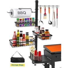 CONCONS Grill Caddy, BBQ Outdoor Küchenzubehör für Camper, Barbeque Grill Zubehör, Camping Küche, Barbeque Caddy für Outdoor Grill, Picknick Caddy, Outdoor Utensil Caddy, Papierhandtuchhalter