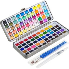 ZITFRI 100 Watercolour Paints Watercolour Paint Box Watercolour Paint Set: 50 Watercolour Paints, 35 Metallic Colours, 10 Macronon Colours, 5 Fluorescent Watercolours - Watercolour Paint Set for