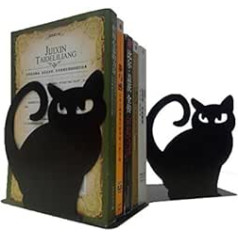 1 Paar Vivid Lovely Persian Cat Buchstützen für Regale Statue Katze Buch Ende Dekorative Animal Metall Buchstützen schwarz