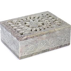 Ajuny Jaali Lattice Stone Jewelry Box for Women Girls Decorative Storage Gifts