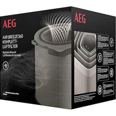 AEG AFDBRZ4 filtrs BREEZE360 (der AX91-404DG gaisa attīrītājam, iznīcina 99,9% baktēriju, efektīvs pret smakām, tīrs gaiss, optimāla filtrēšana, ilgs kalpošanas laiks, pelēks)