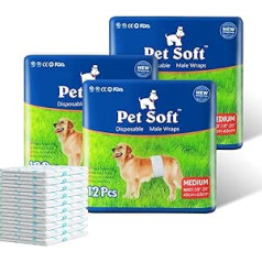 Pet Soft Dog Nappies - Disposable Nappies for Dogs Dog Nappies, Super Absorbent Dog Nappies for Dogs & Cats Urinary Incontinence Medium 36count (M (18 - 25 inches)