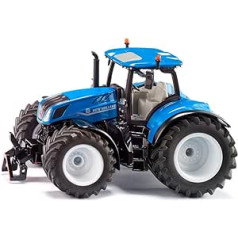 siku 3291 New Holland T7.315 HD Toy Tractor 1:32 Metal/Plastic, Blue, Includes Front Weight, Bonnet for Opening, With Tow Bar