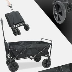 MaxxGarden salokāmi rokas ratiņi ar platām riepām - Saliekami transportēšanas rati - 93 x 53 x 64 cm - 100 kg kravnesība - Pludmales ratiņi - Dārza ratiņi - Melns/pelēks