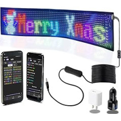 Stemedu 27 x 5 inch Large LED Car Sign, Scrolling LED Sign App Control, Flexible Open LED Sign Programmable, Custom Pattern Graffiti Text Animation LED Advertising Sign for Storefront and Car Window