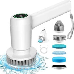 Electric Spin Scrubber Cordless, Electric Cleaning Brush, Cordless Handheld Spin Scrubber with 5 Brush Heads for Bathroom, Bathtub