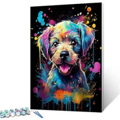 Tucocoo Paint by Numbers Kits with Brushes and Acrylic Pigments on Canvas, Paintings for Adults, Colorful Graffiti Dog Animal Picture for Home Wall Decor Gifts, 40 x 50 cm (DIY Framed)