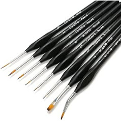 DUGATO Fine Detail Brush Set, 8 Small Professional Micro Miniature Brush Set with Ergonomic Handle for Acrylic, Oil, Watercolor, Art, Scale, Model, Face, Paint by Numbers (VIII)