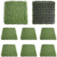 Miupoo Artificial Grass Mats Square, Artificial Grass Rug Panels Tiles Outdoor, Pets Lawn Rug Grasses Artificial Grass Plastic Lawn, 8 Pieces 30 x 30 cm