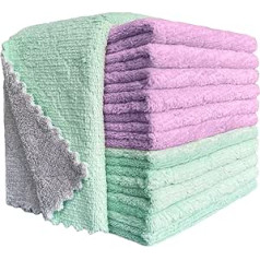 BUEDM 12 Pack Kitchen Towels Trauku dvieļi, Bez izliešanas, Mīkstie Premium tējas dvieļi, Absorbējoša mikrošķiedras lupatiņa trauku tīrīšanai, Virtuve, Vannas istaba, Auto